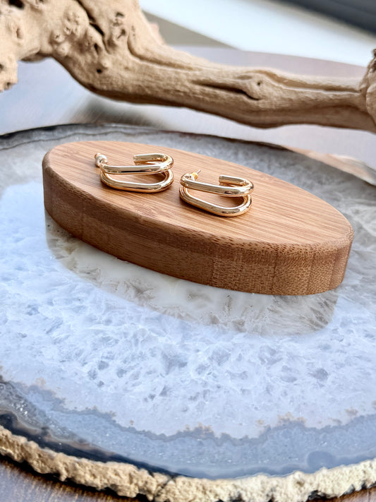 Gold Stainless Steel Huggie Hoops Earrings