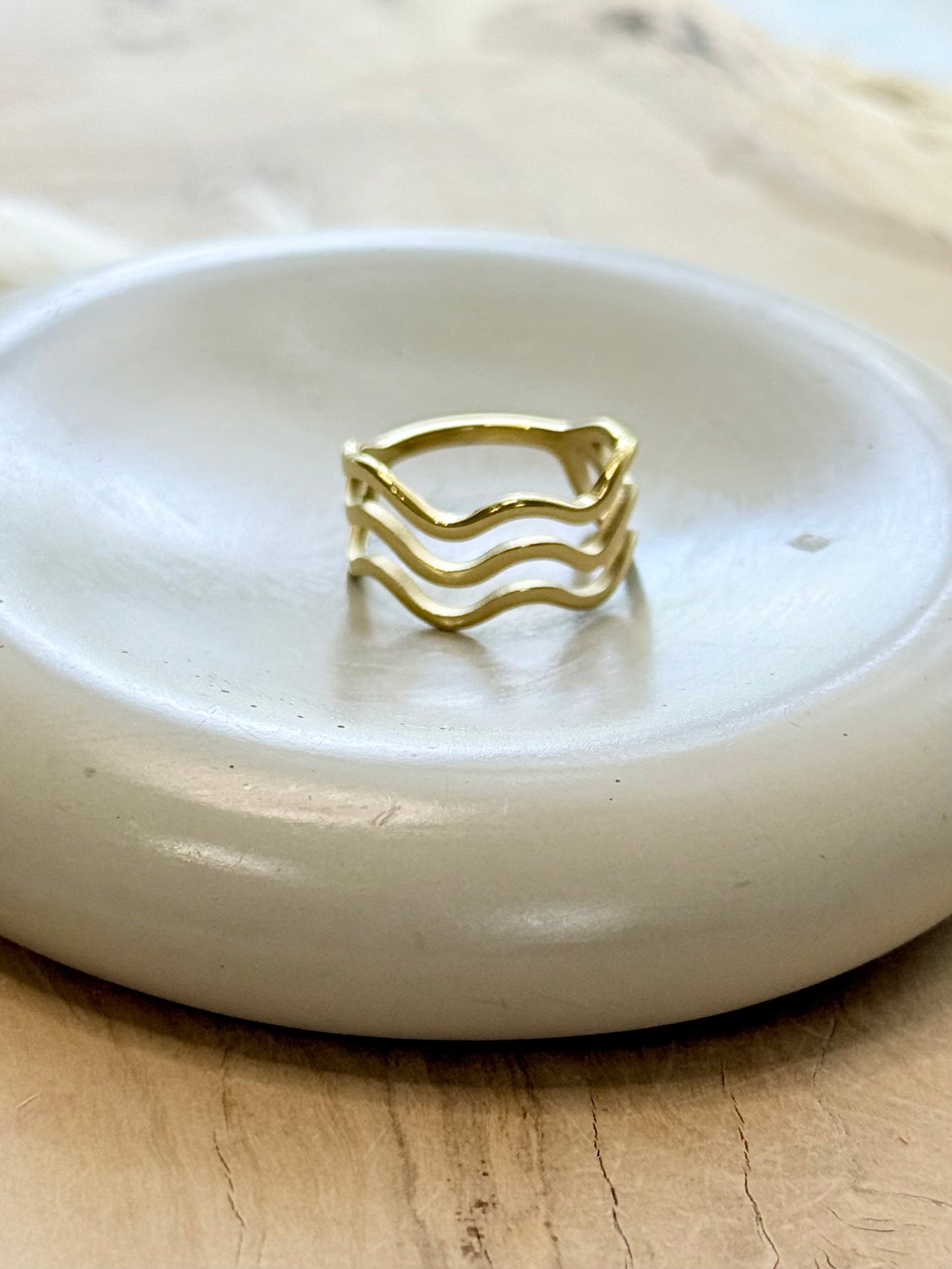 Gold Stainless Steel Wavy Ring