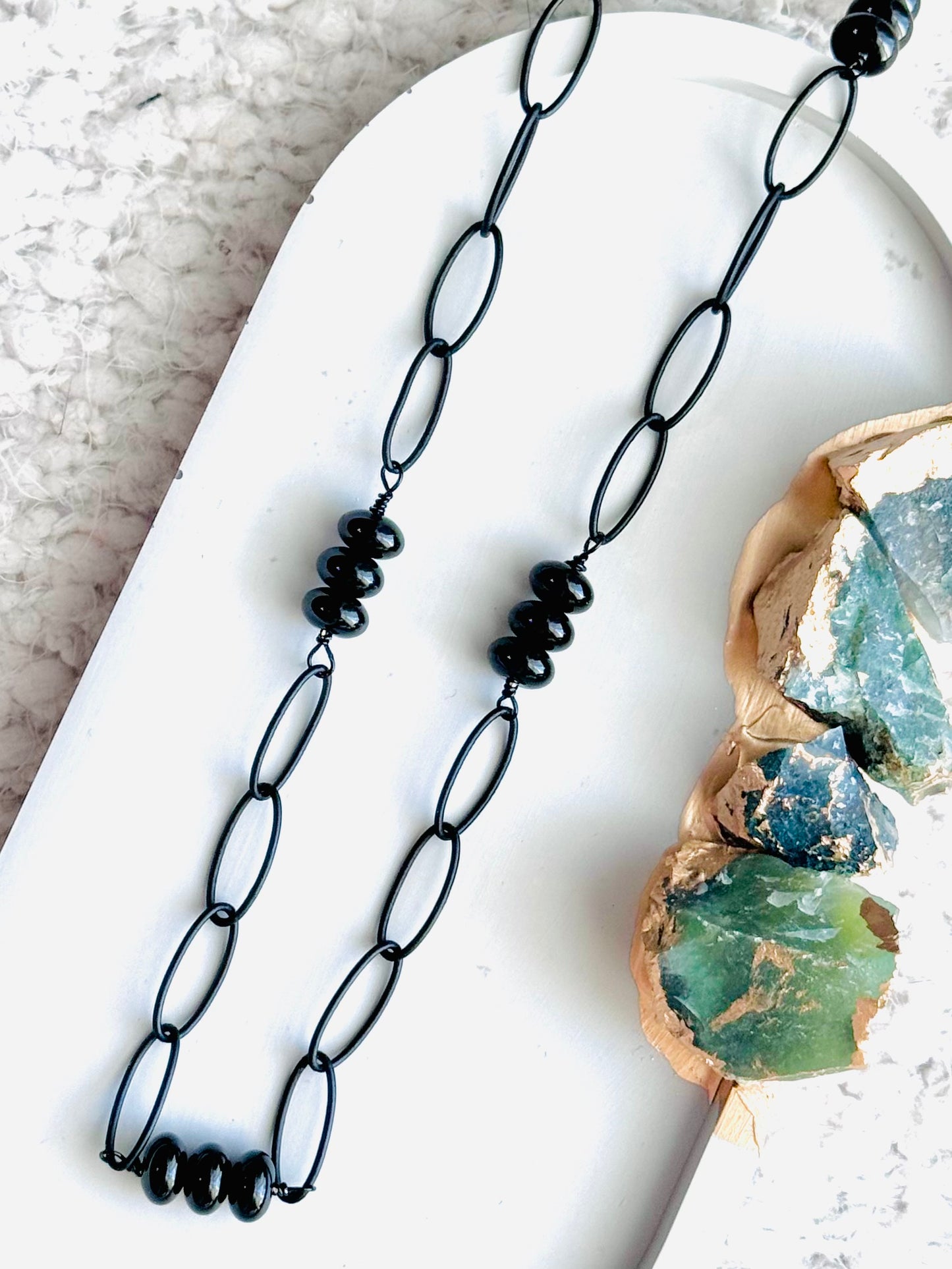 Matte Black + Black Onyx Necklace