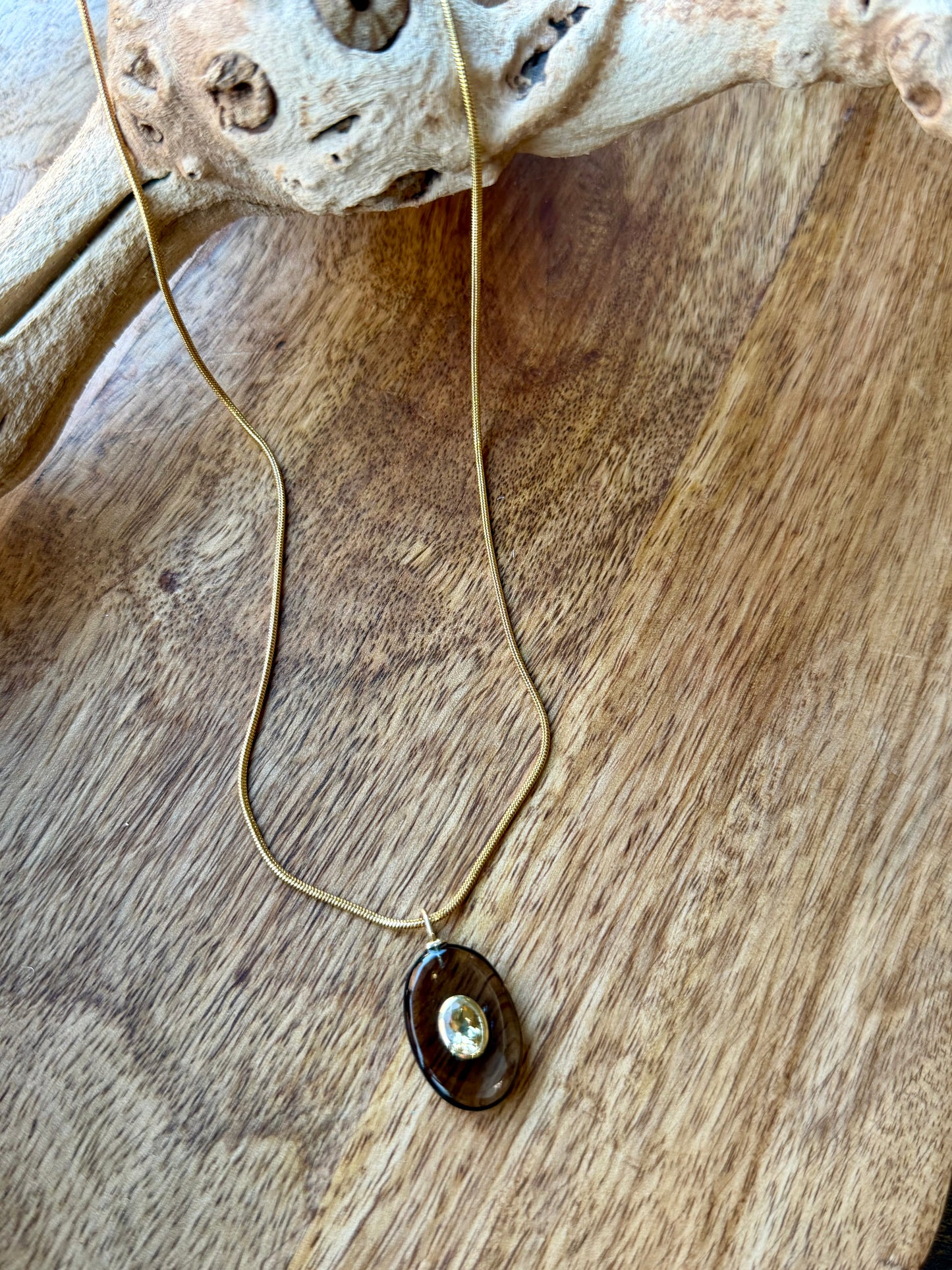 Smokey Quartz + Citrine Gold Necklace