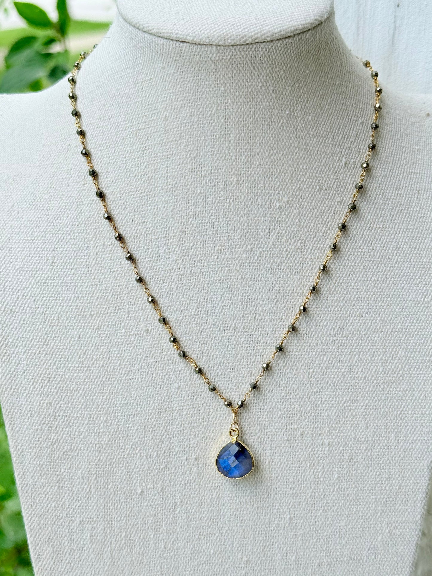 Pyrite + Labradorite Gold Chain Necklace