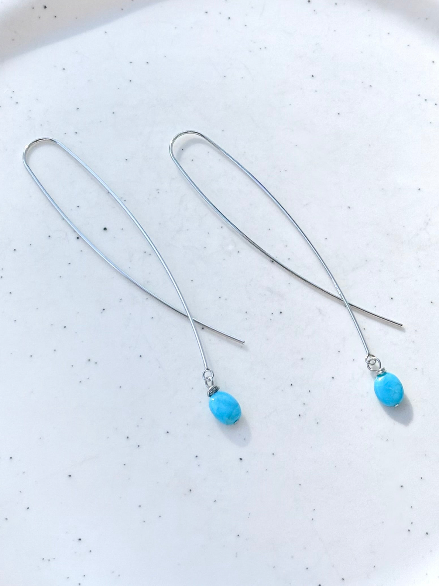 Sleeping Beauty + Silver Twister Threader Earrings