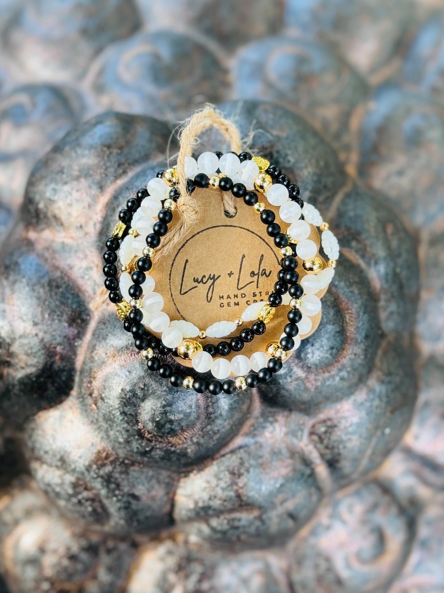 Black + White in Gold (4-stack)