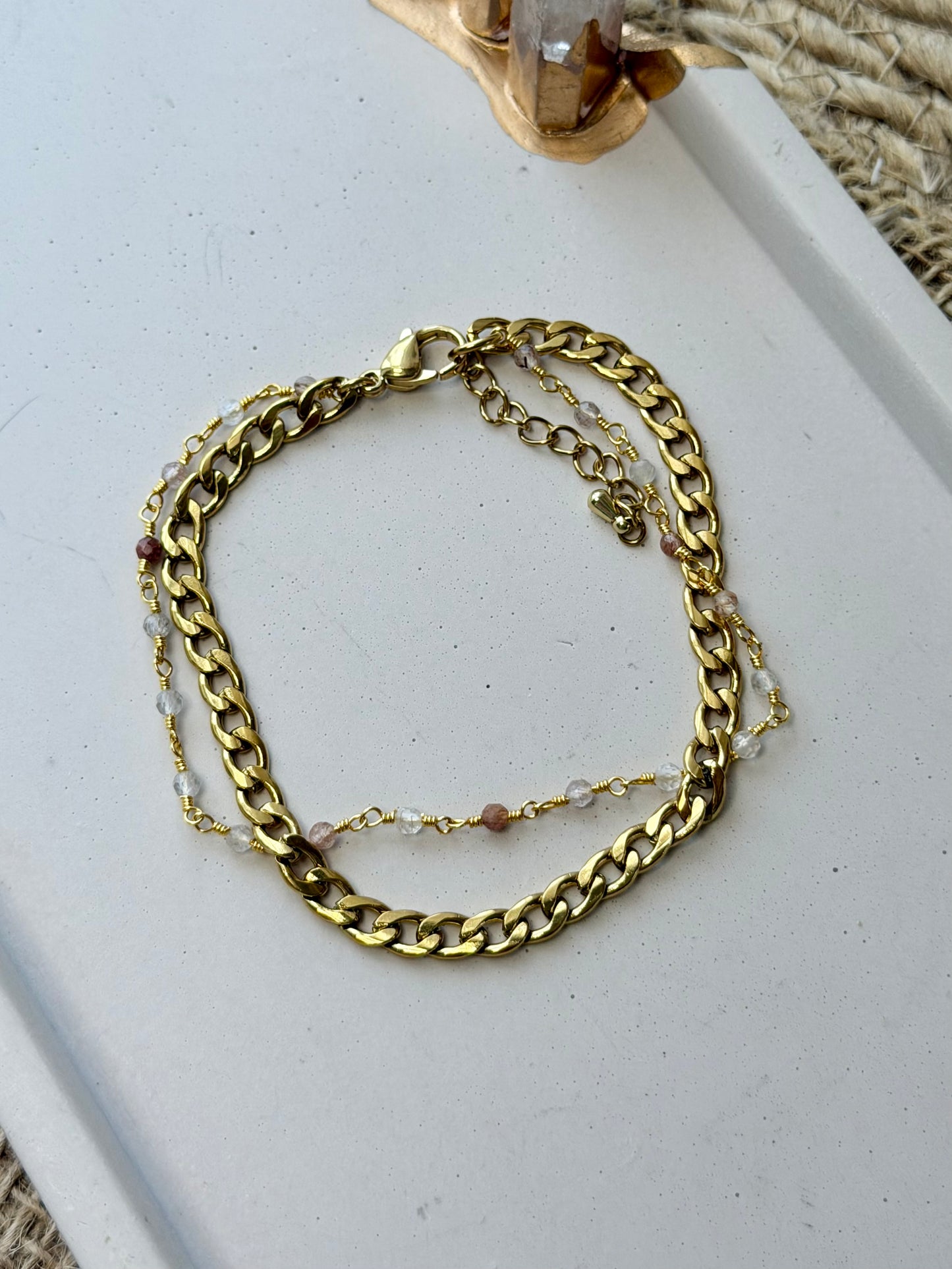 Quartz + Gold Stainless Steel Duet Bracelet