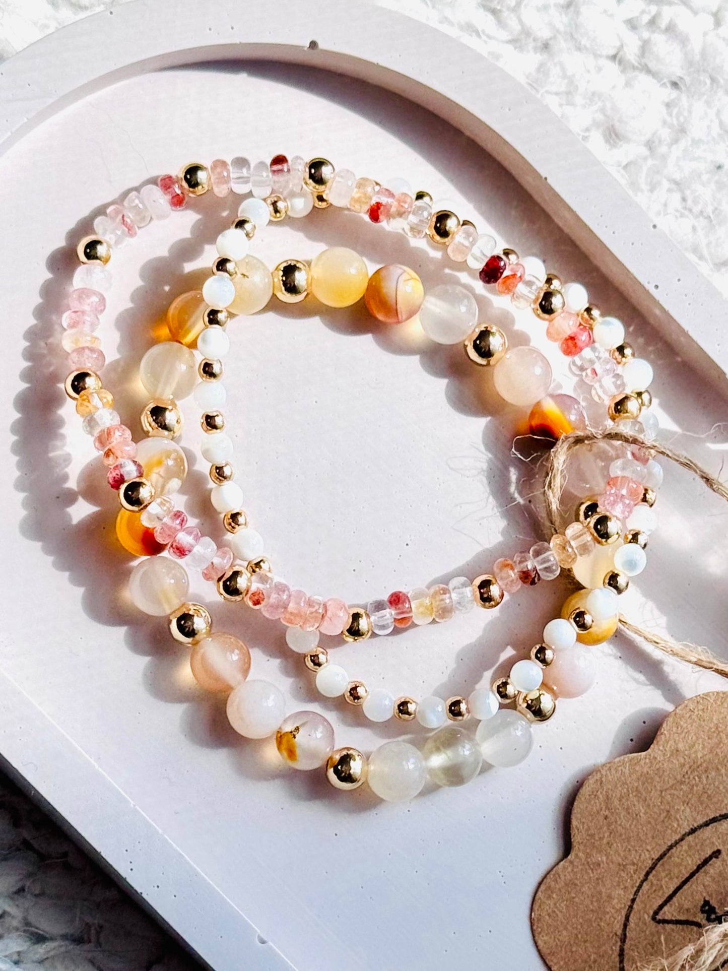 Red + Pink in Gold (3-stack)