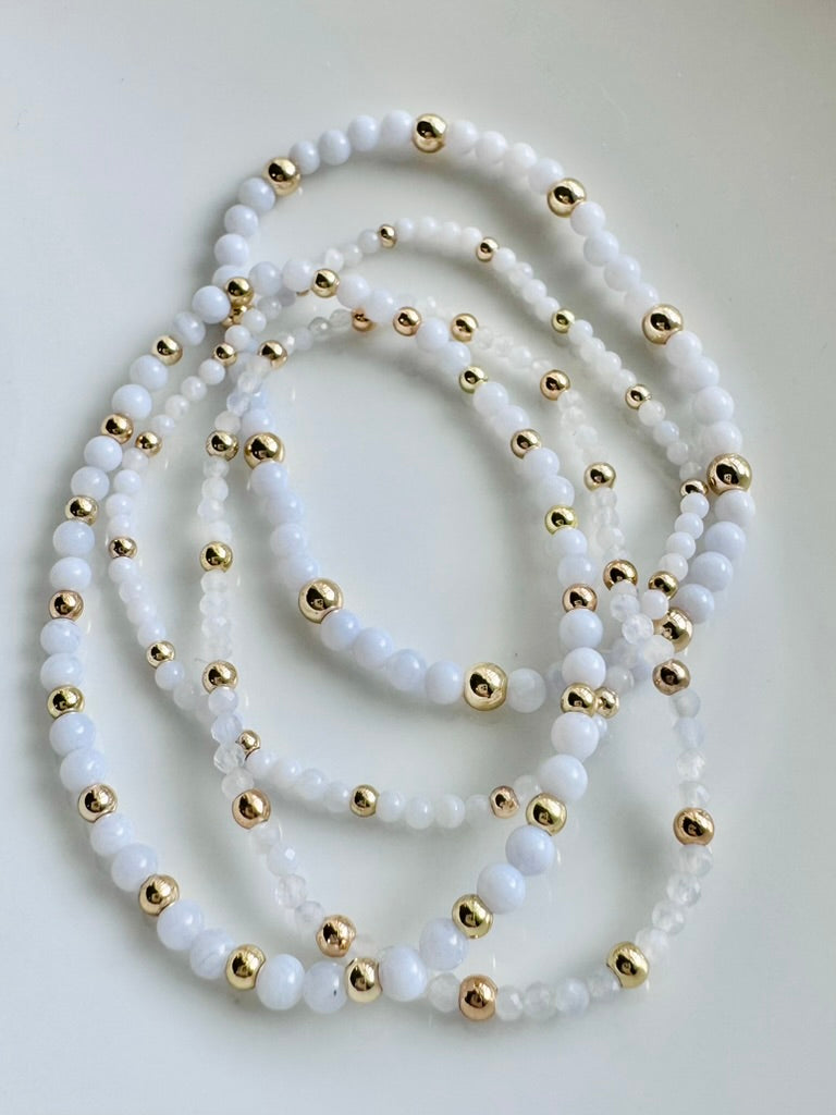 Blue Lace Agate + Gold (4-stack)