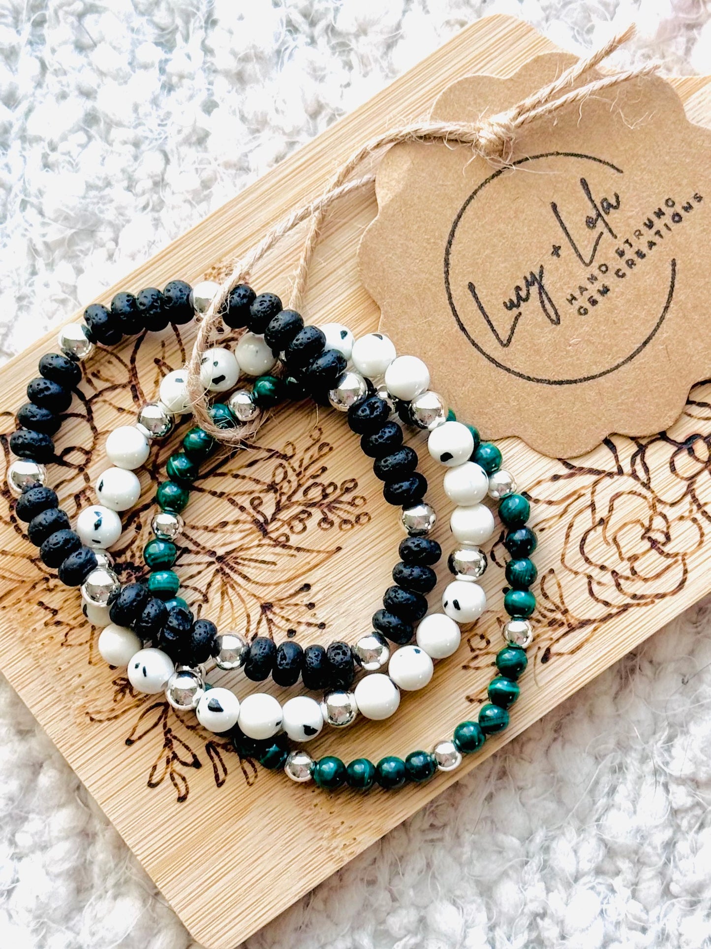 Black + Green in Silver Stack (3-stack)