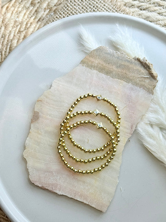 Diamond Evil Eye + Gold Bracelet