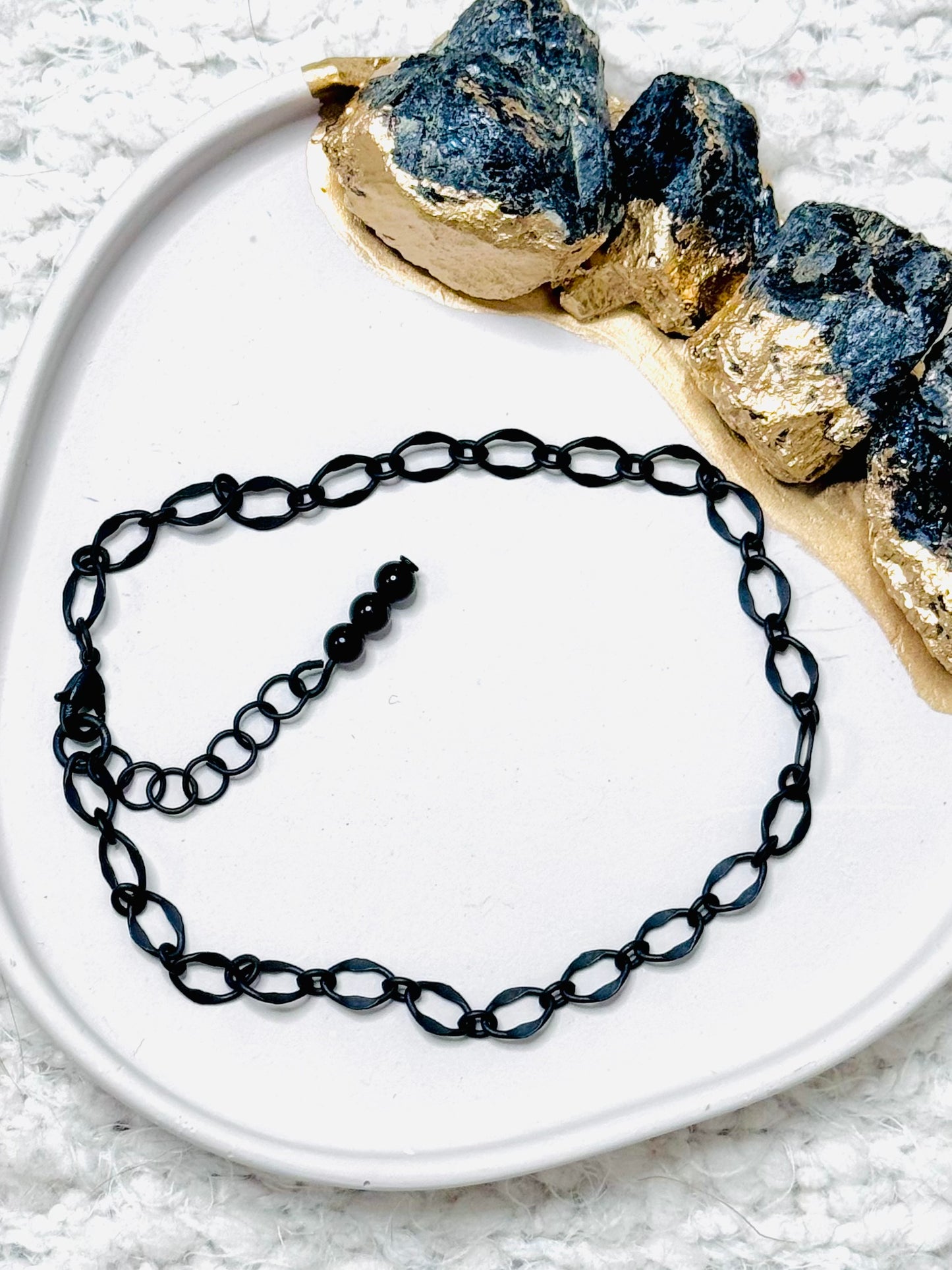 Matte Black Oval Link Chain Anklet