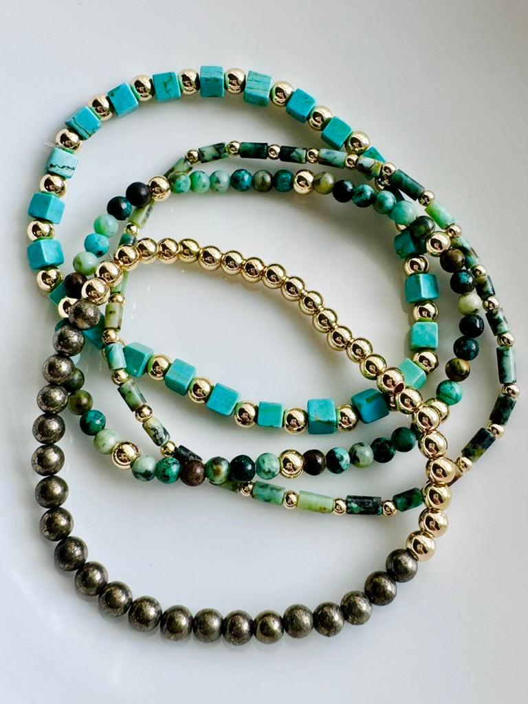 African Turquoise + Gold (4-stack)