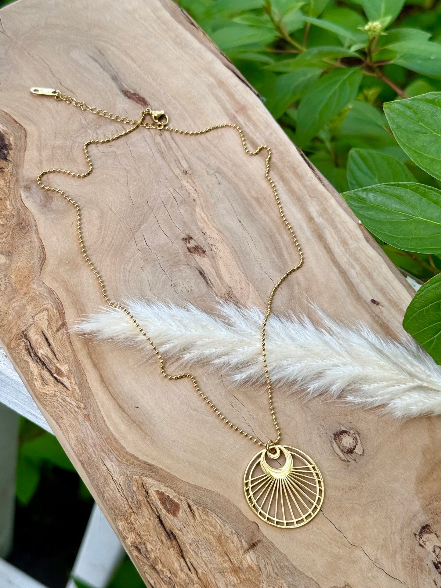 Gold Sun Pendant Necklace