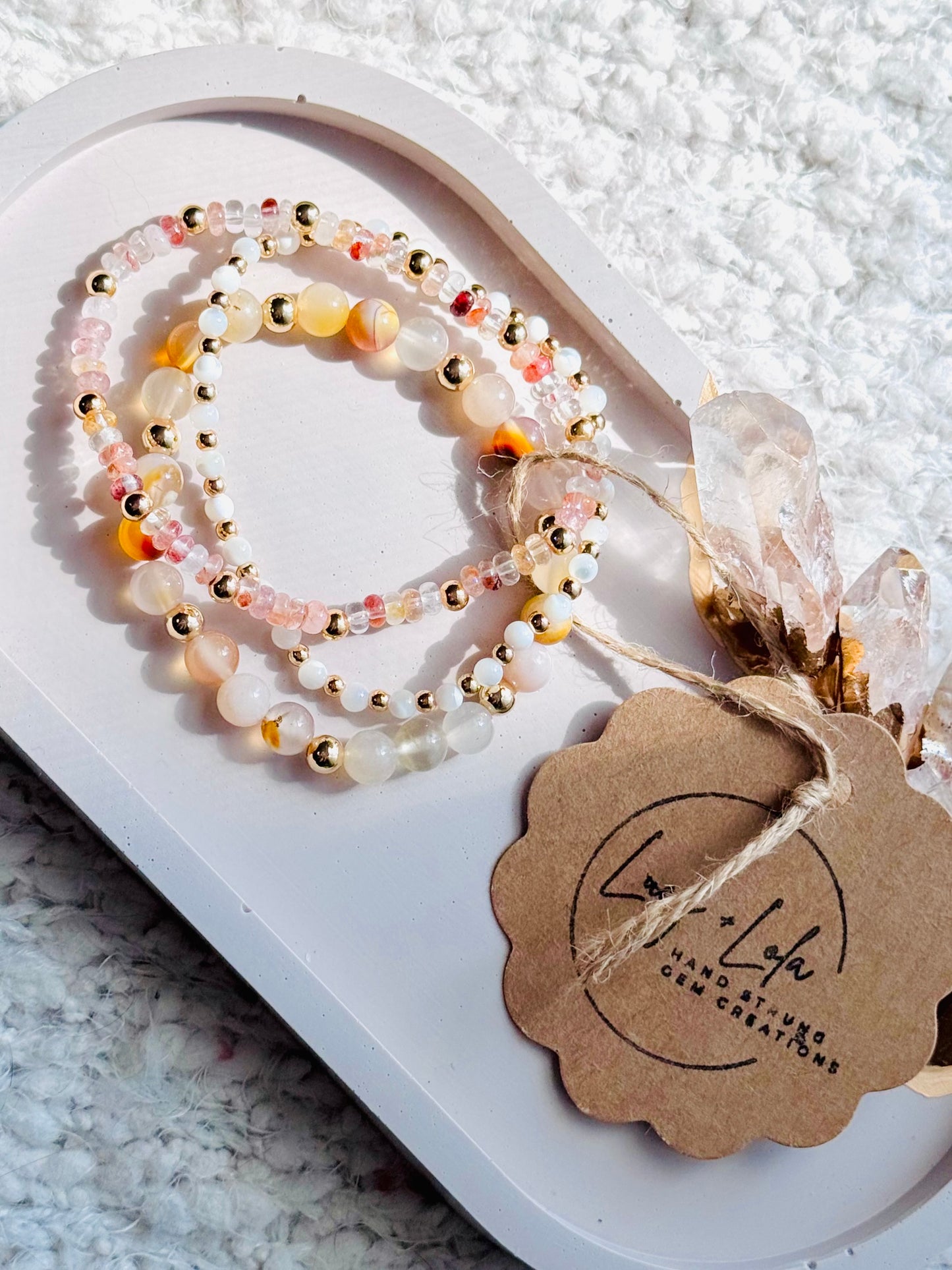 Red + Pink in Gold (3-stack)