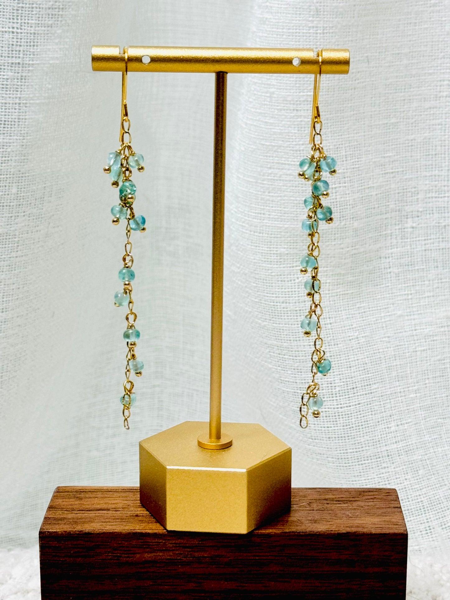 Apatite + Gold Cluster Earrings