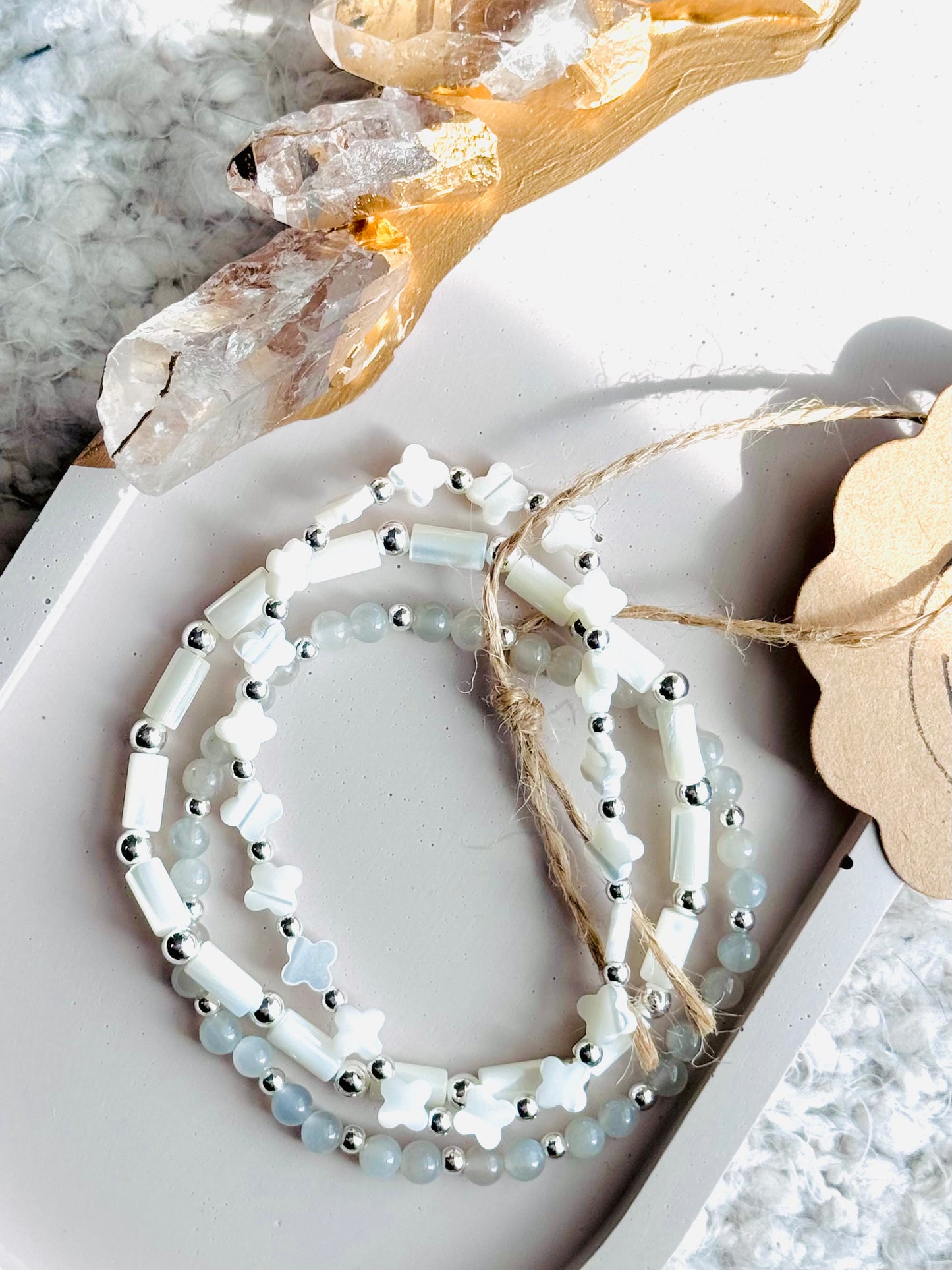 White + Gray in Silver (3-stack)