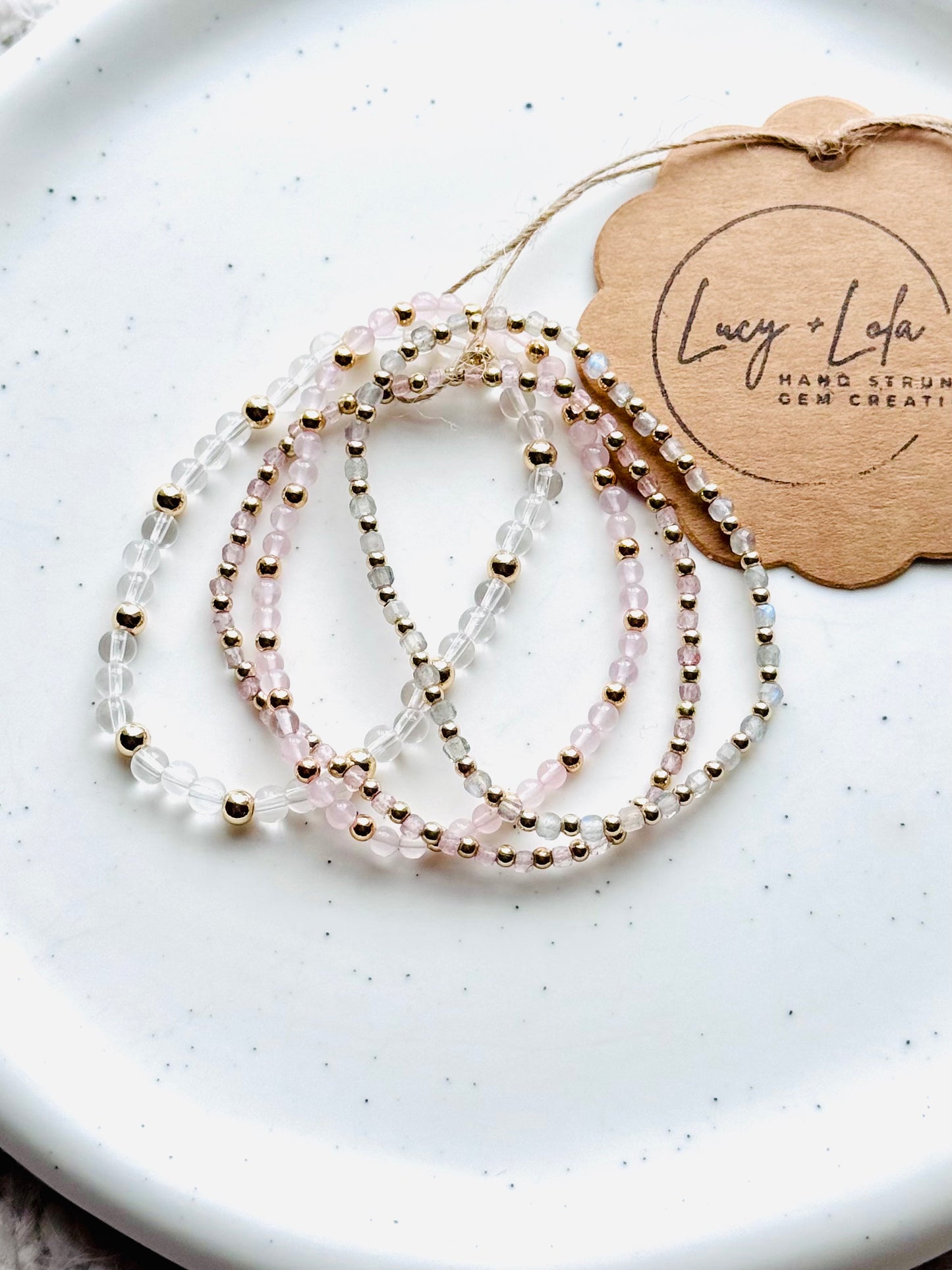 Pink + Gray in Gold (4-stack)