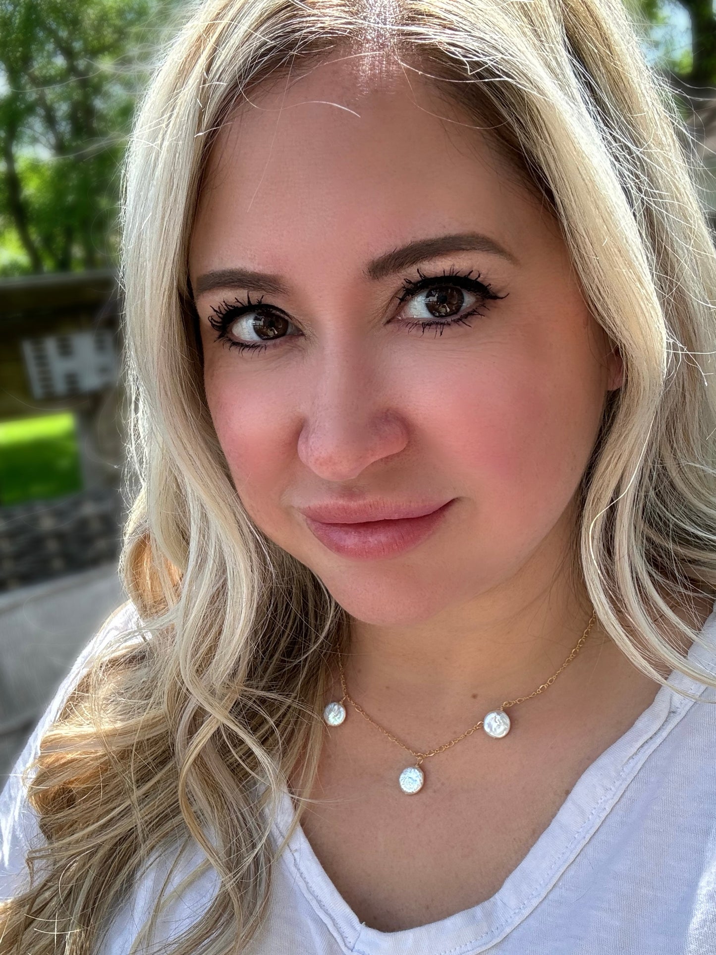 Freshwater Pearl Minis + Matte Gold Trio Necklace