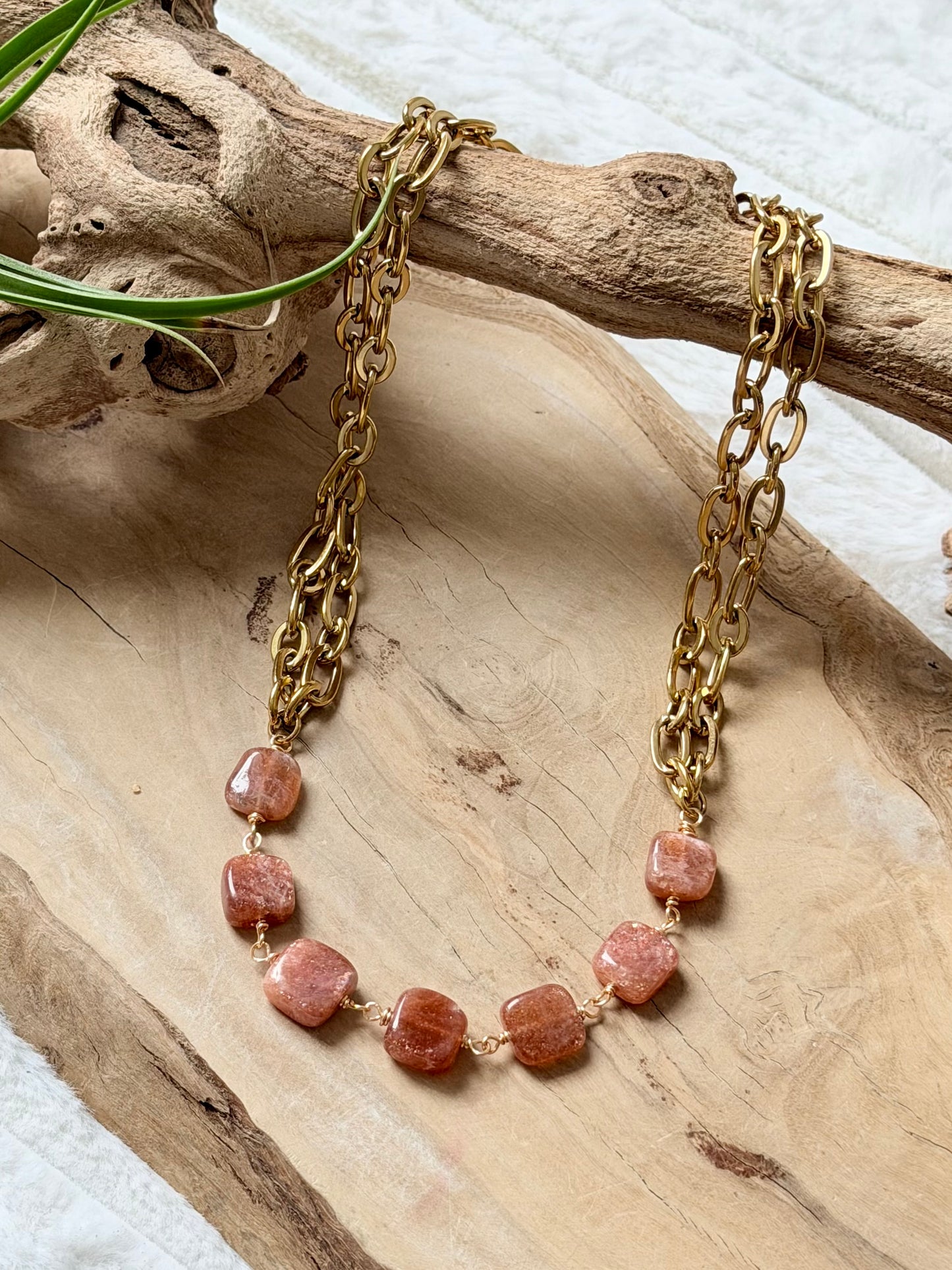 Sunstone + Gold Necklace