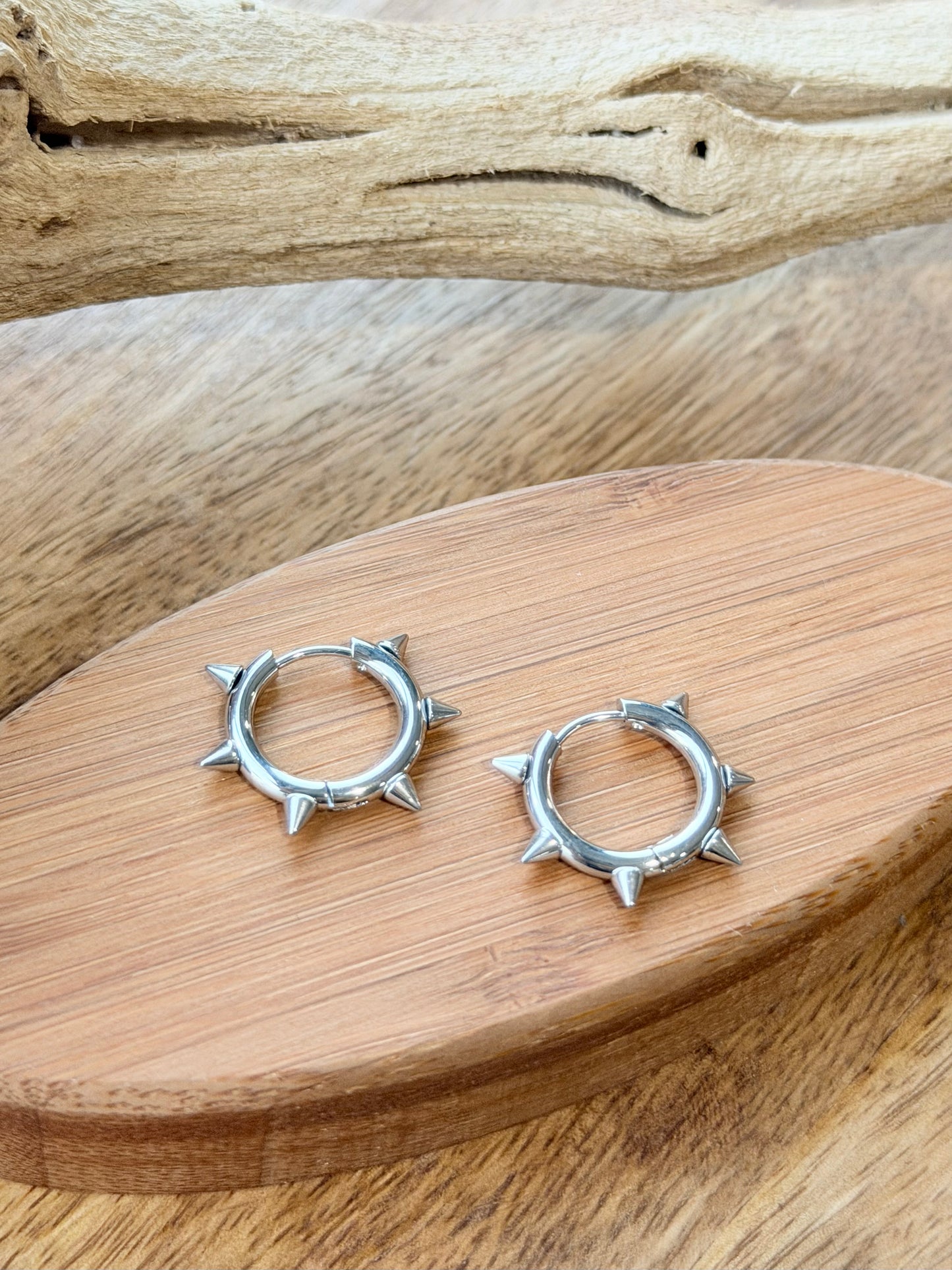 Gold Spike Huggie Hoop Earrings
