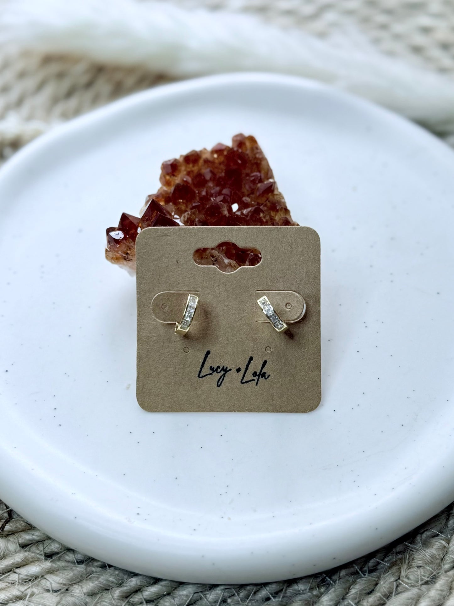 Crystal + Gold Mini Hoop Earrings