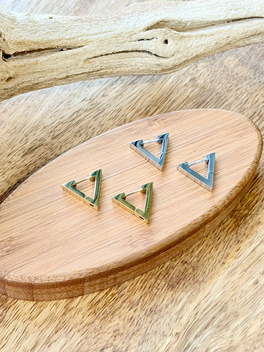 V-Shaped Stainless Steel Huggie Earrings