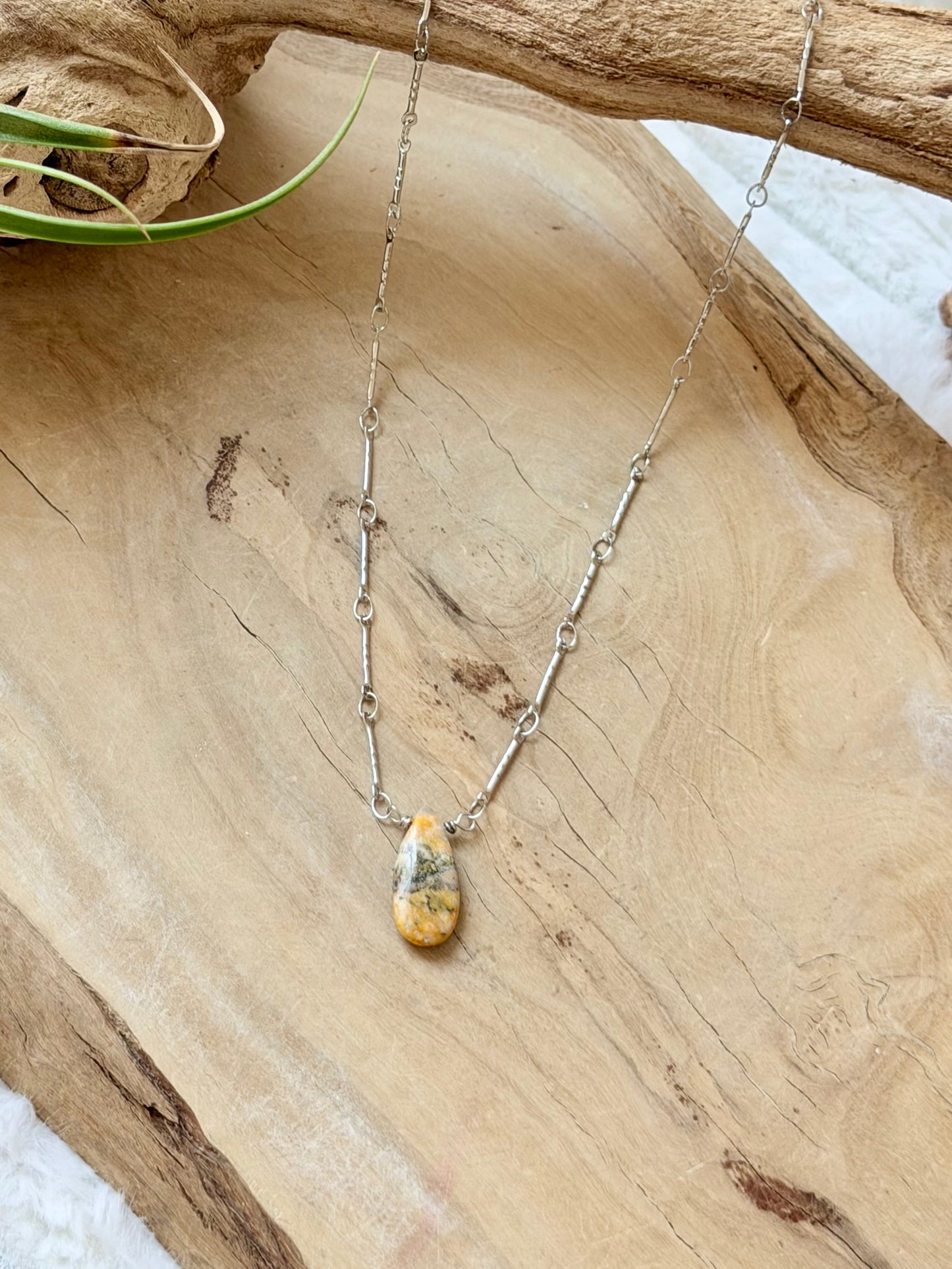 Bumblebee Jasper + Silver Necklace