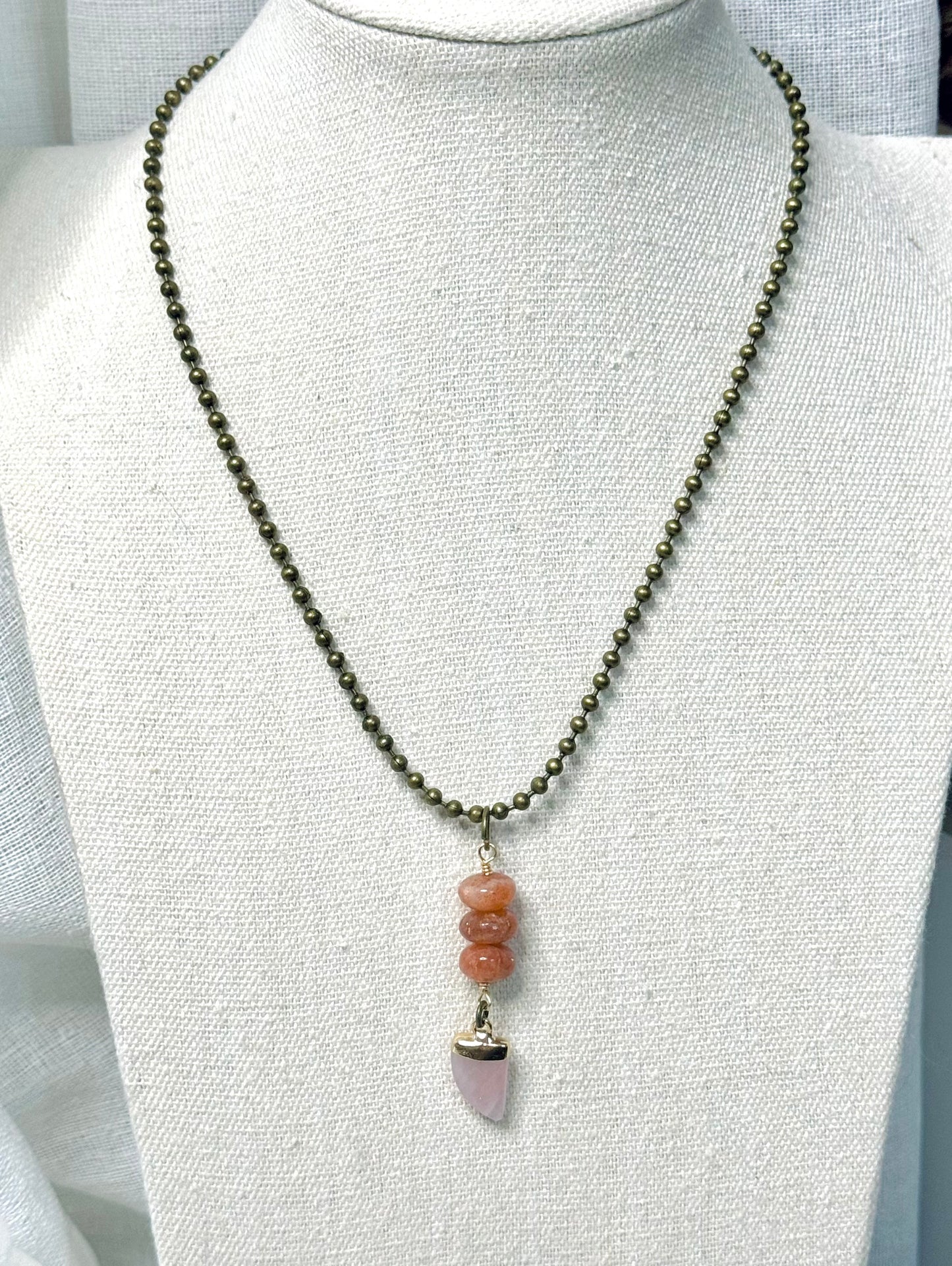 Sunstone + Rose Quartz Mixed Metal Boho Necklace