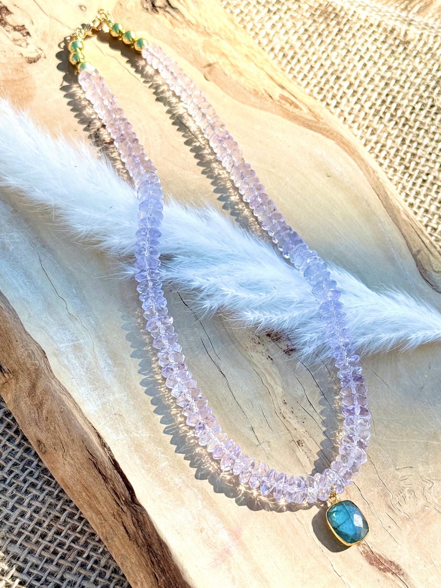 Luxe Pink Amethyst + Labradorite Pendant Necklace