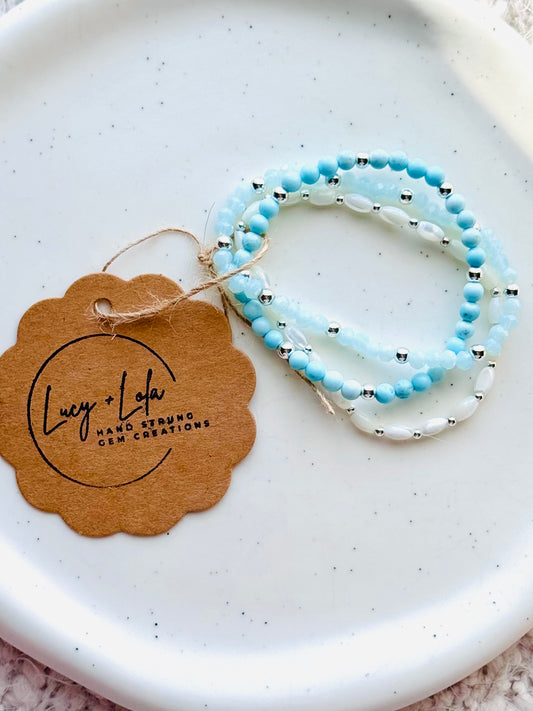 Baby Blue + Silver (3-stack)