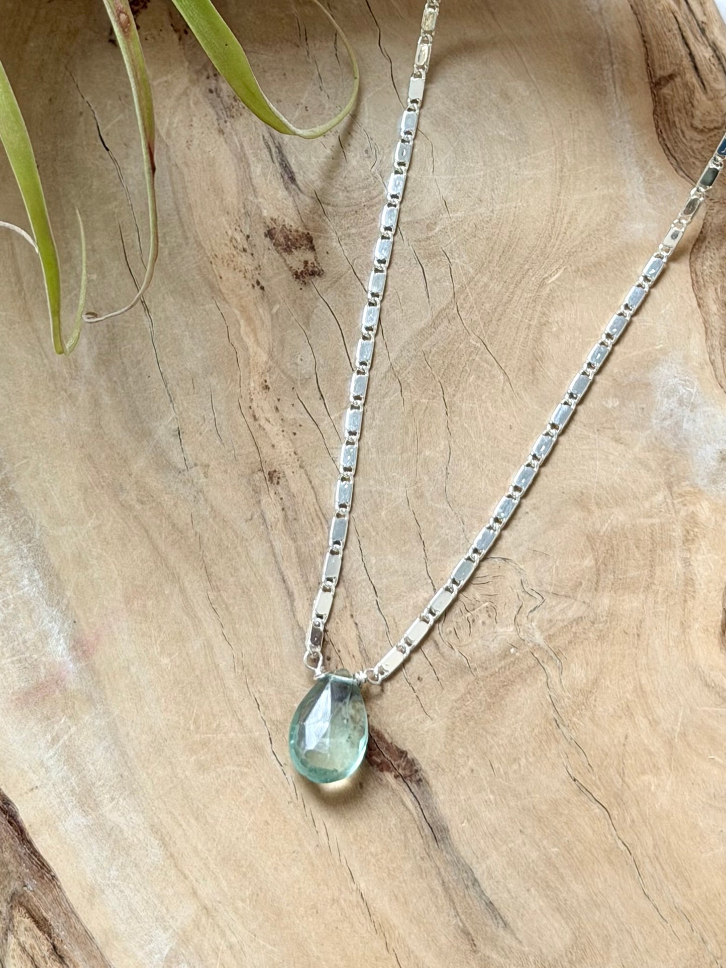 Green Fluorite + Silver Necklace