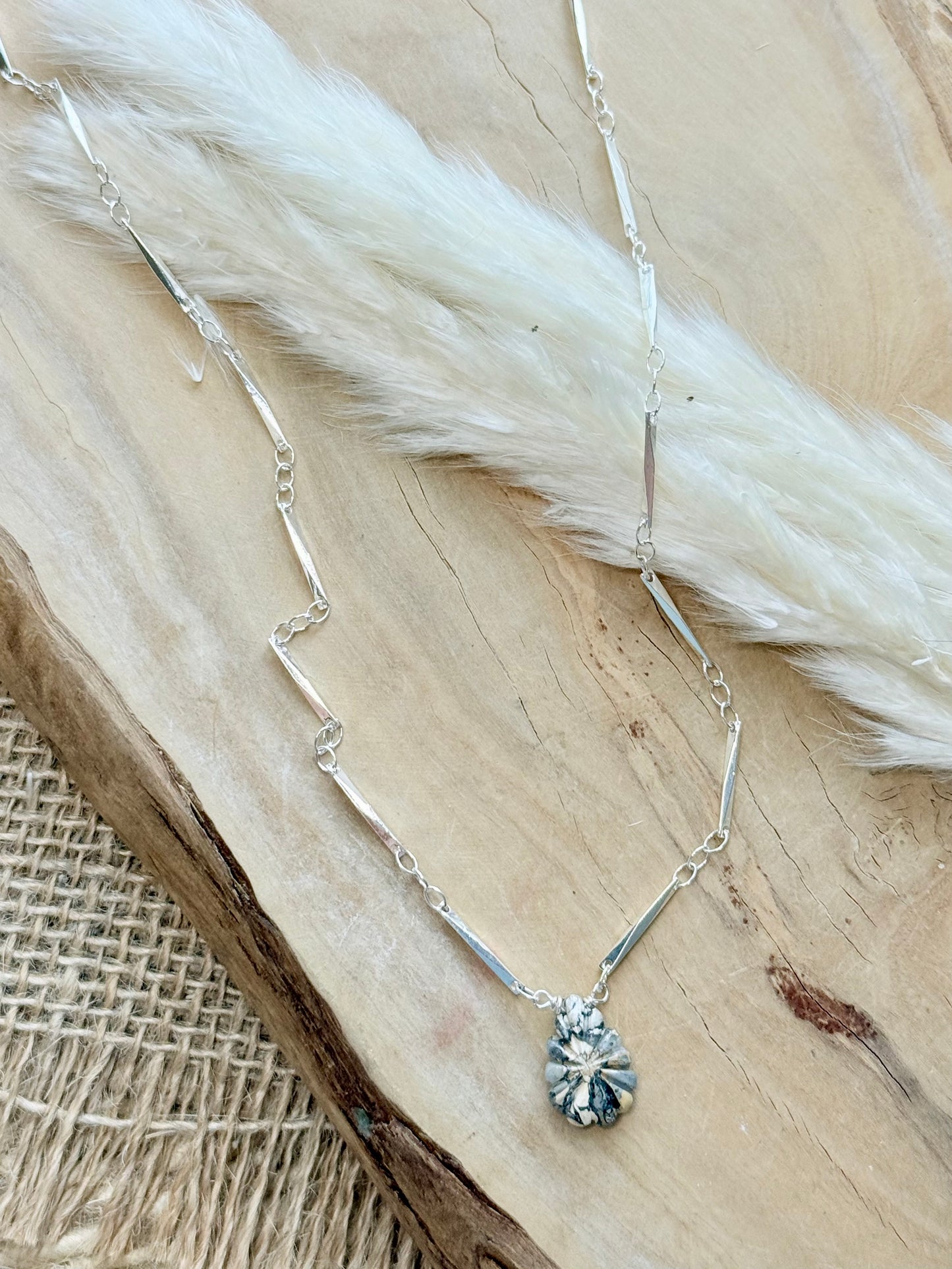 Hand-Carved Jasper + Silver Necklace