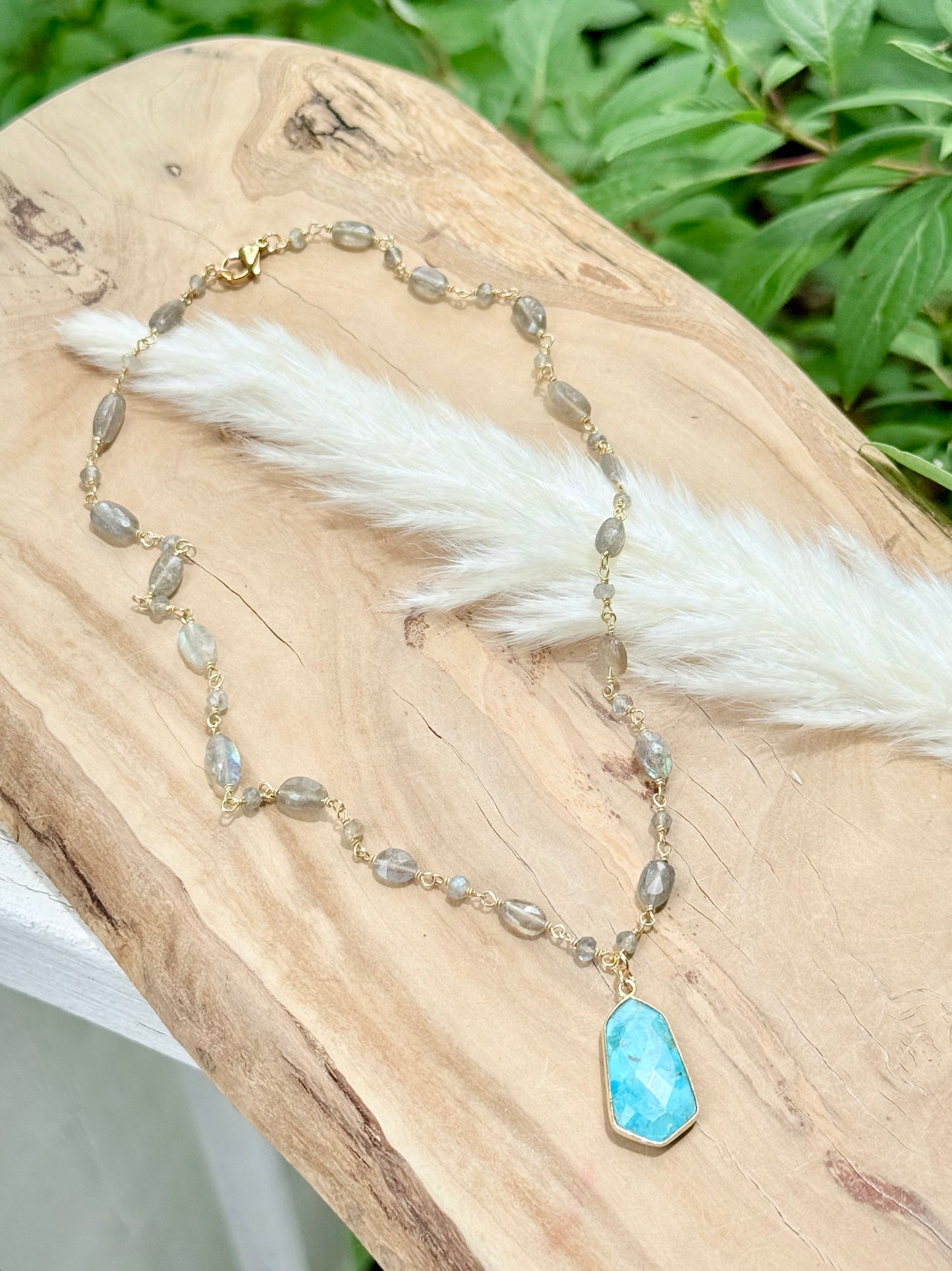 Turquoise + Labradorite Gold Necklace