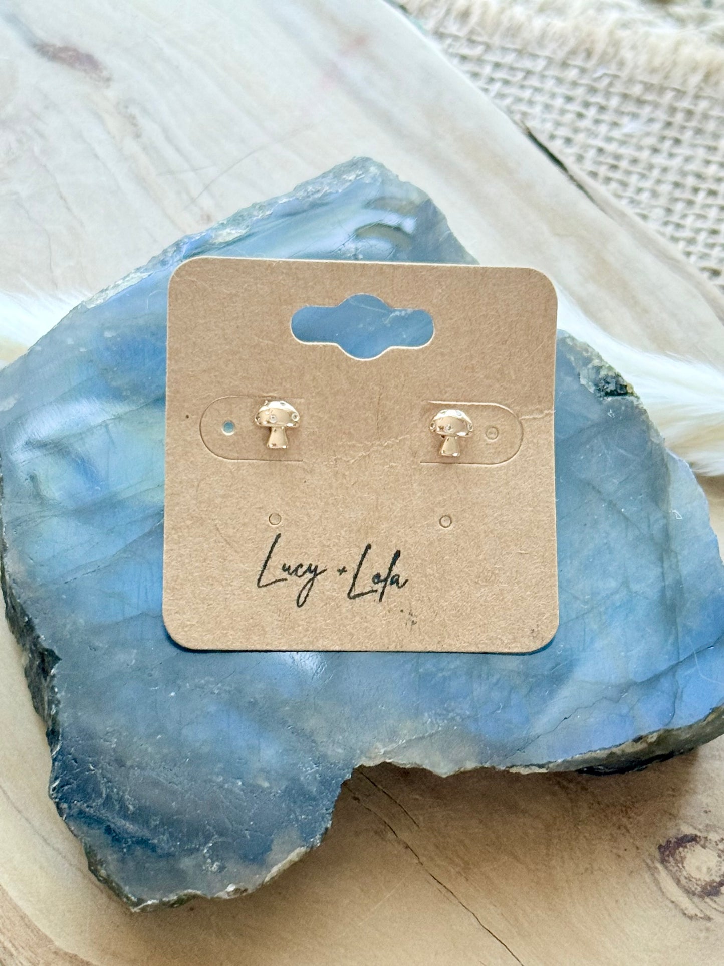 Zircon Mushroom Mini Stud Earrings
