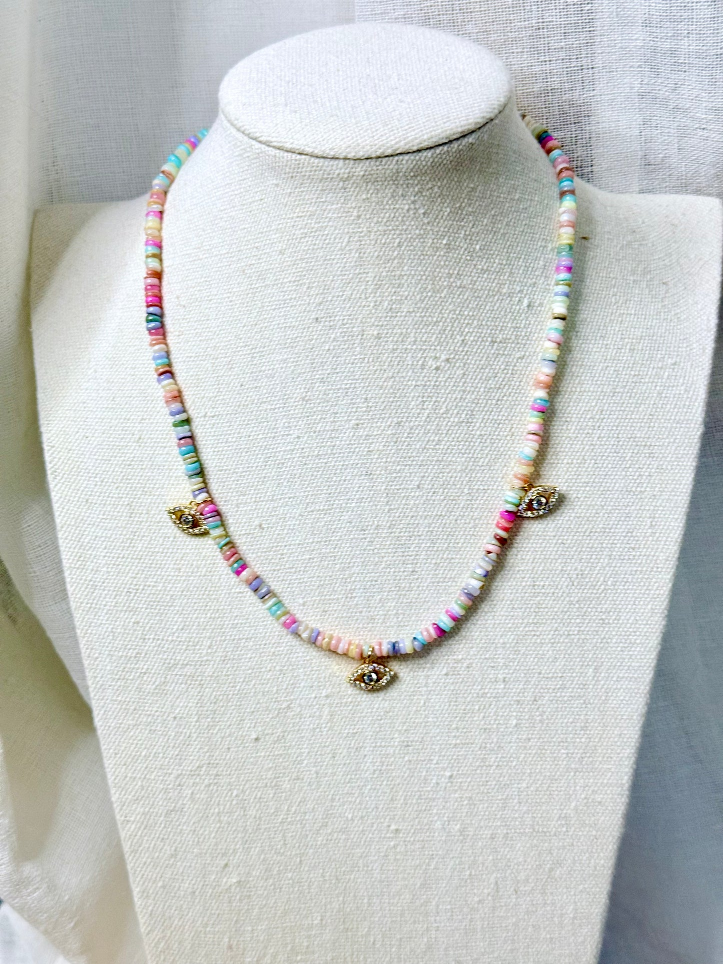 Wildflower Shell + Evil Eye Trio Necklace
