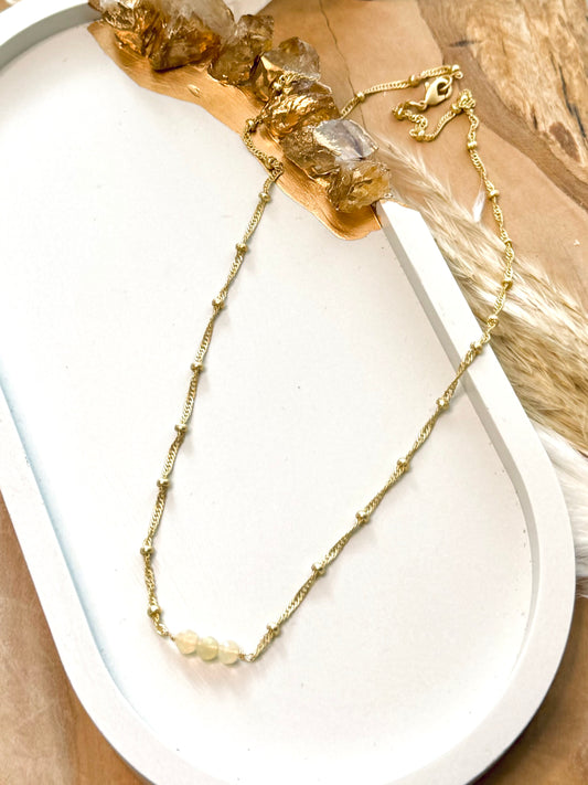 Golden Ethiopian Opal + Matte Gold Trio Necklace