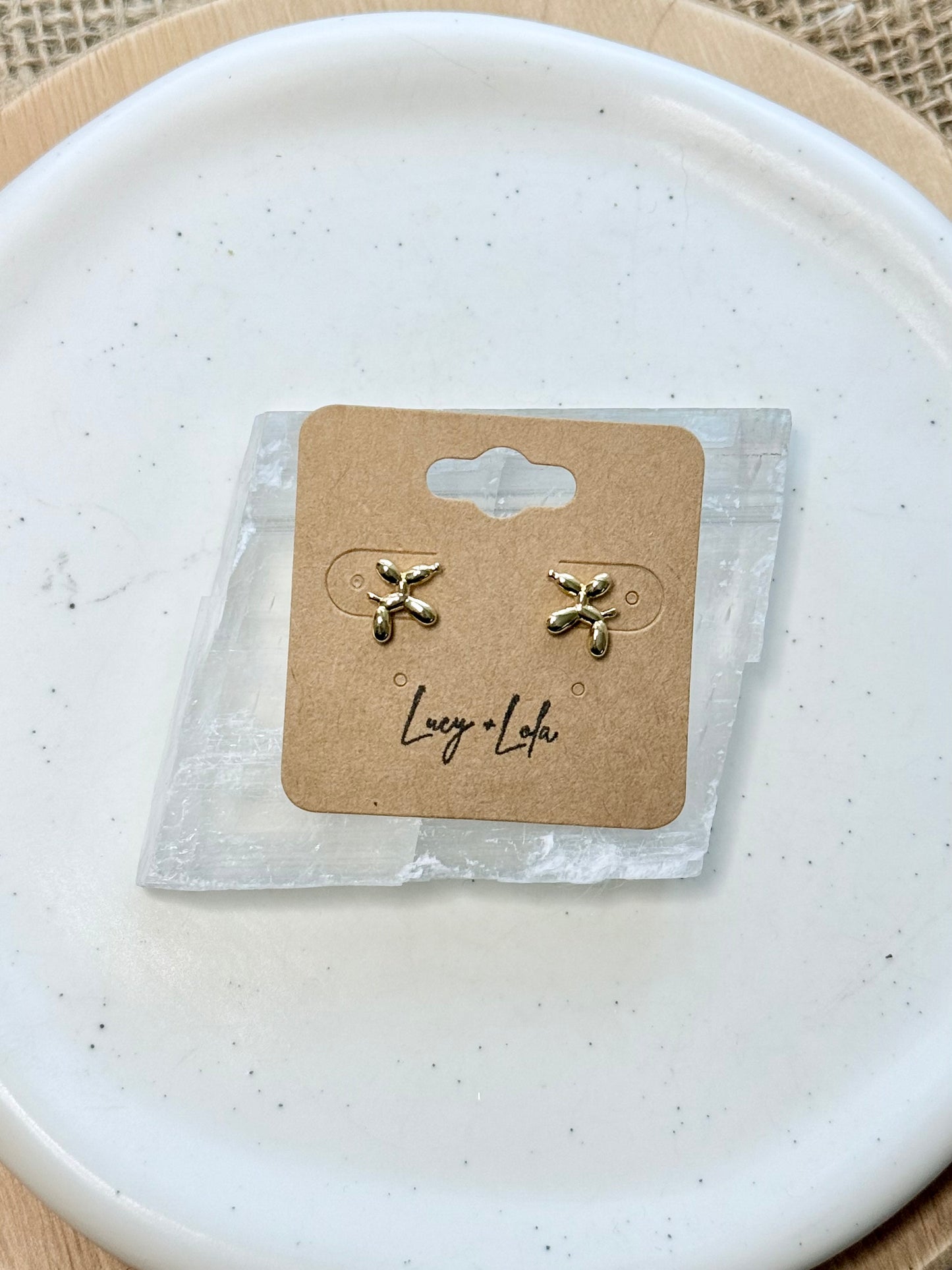 Gold Balloon Dog Mini Stud Earrings