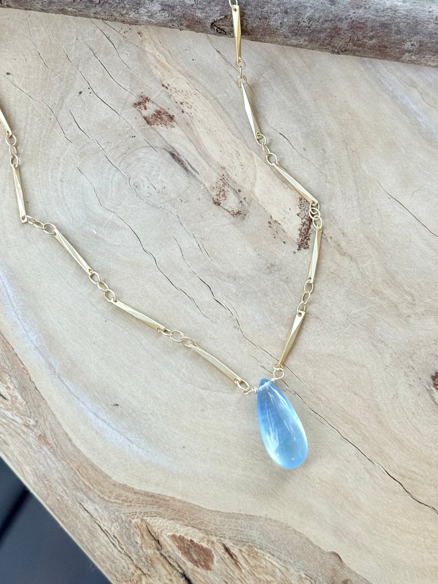 Aquamarine + Matte Gold Necklace