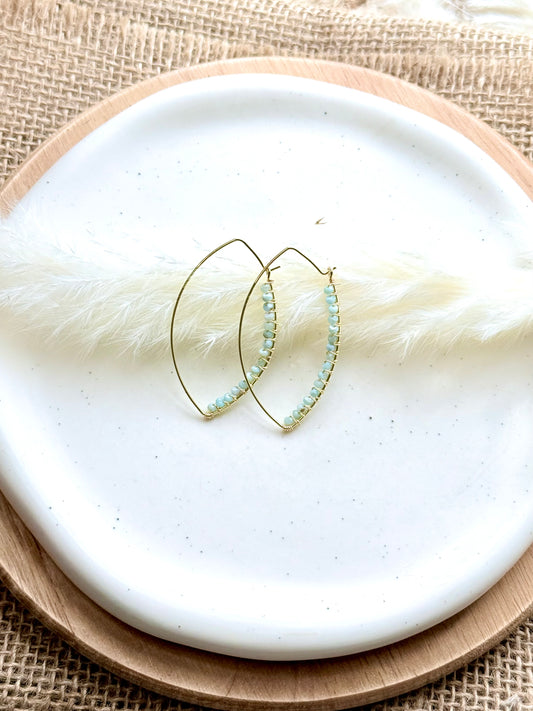 Larimar + Gold Eye Earrings