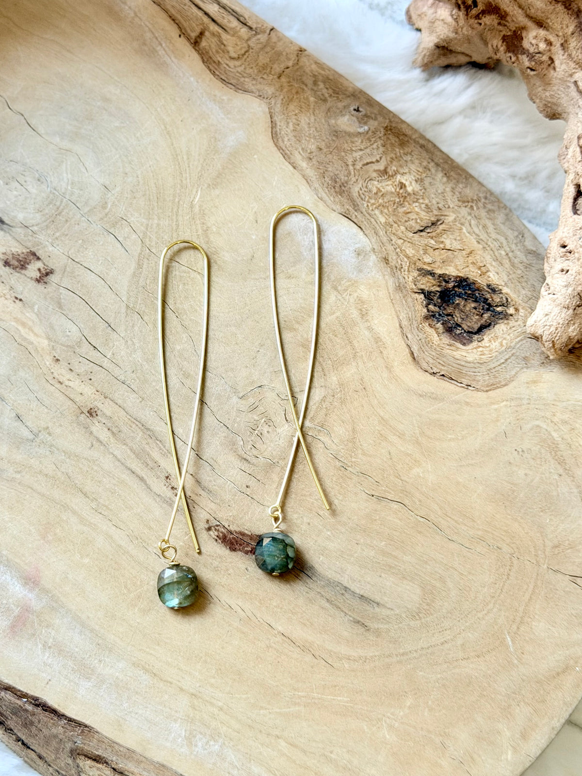 Labradorite Twister Threader Earrings