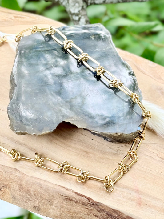 Gold Stainless Steel Barbed Wire Chain Necklace