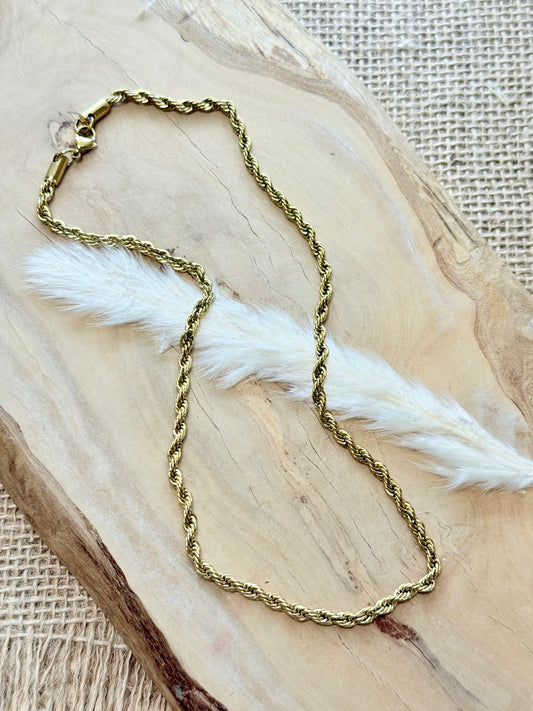 Gold Stainless Steel Rope Chain Necklace