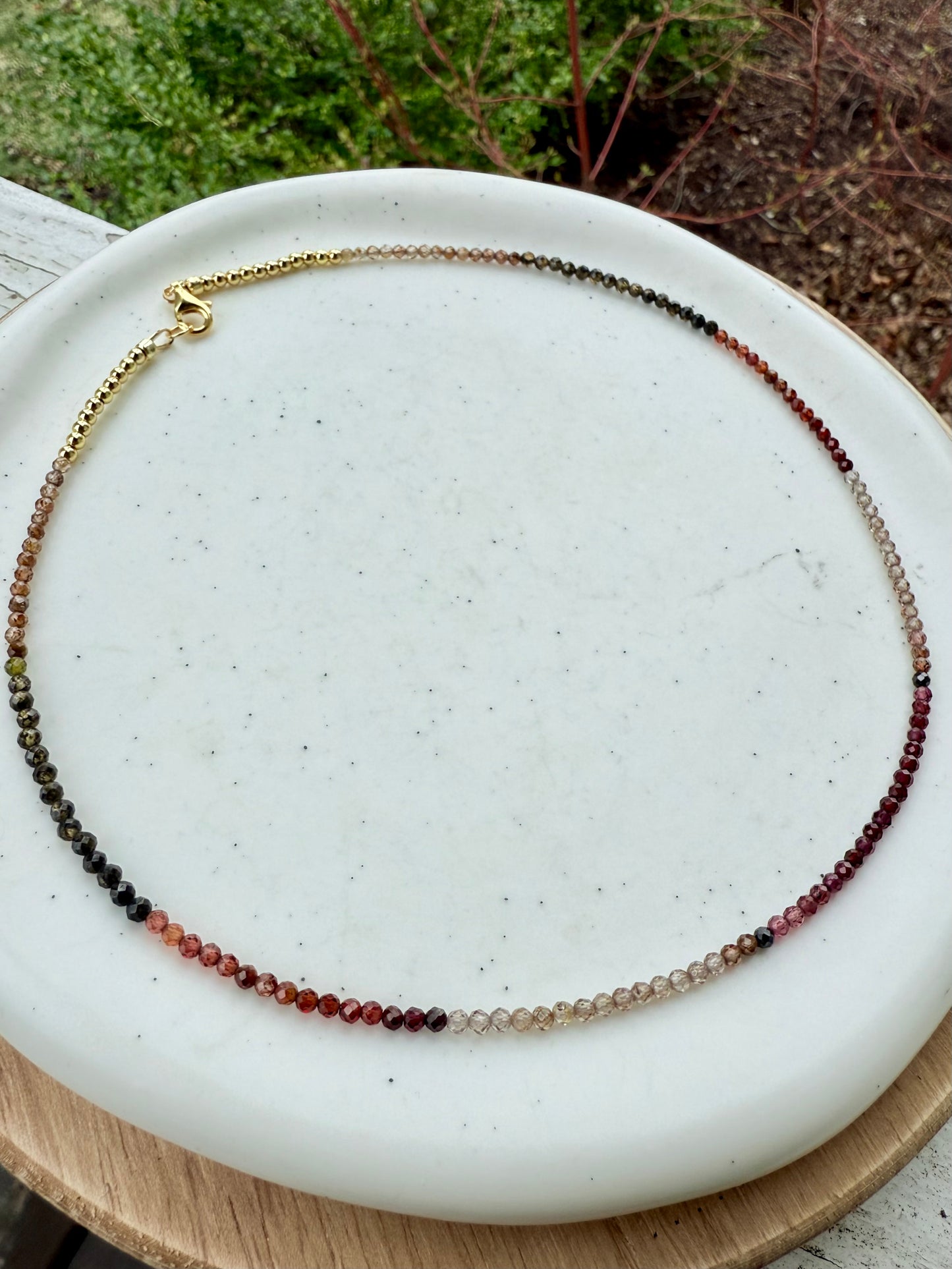 Luxe Ombre Sapphire + Gold Beaded Necklace