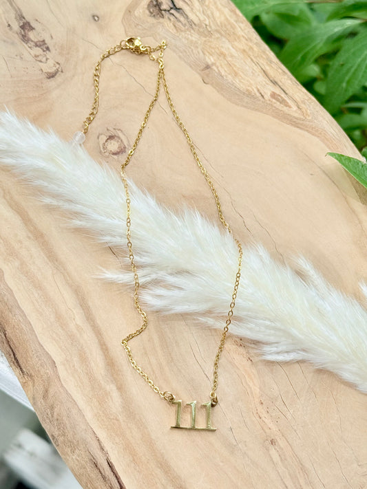 Dainty Gold Angel Number 111 Necklace