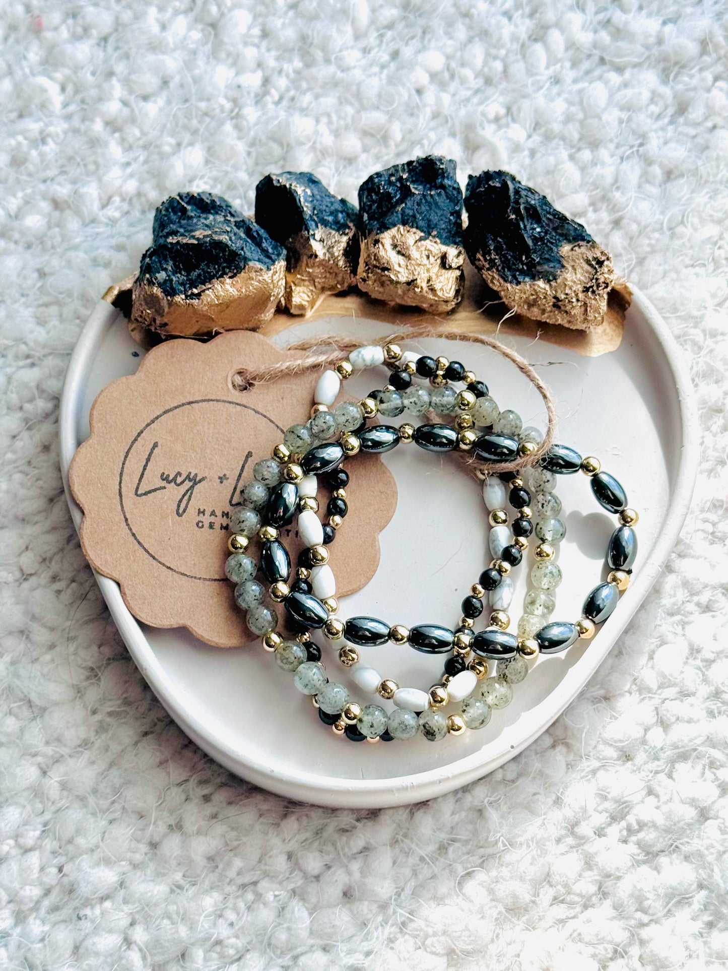 Black + Gray in Gold Stack (4-stack)