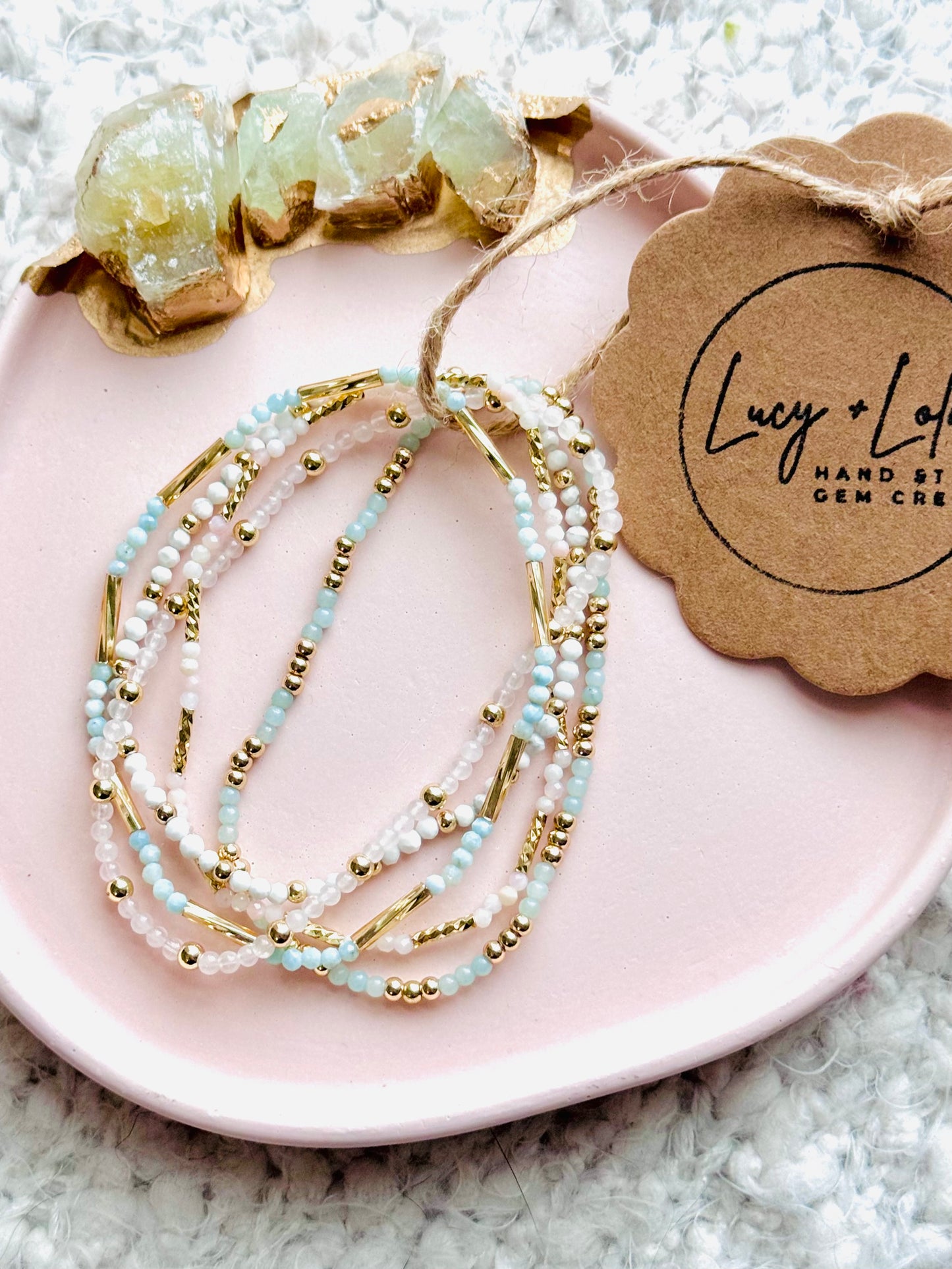 Pink + Blue in Gold Stack (5-stack)