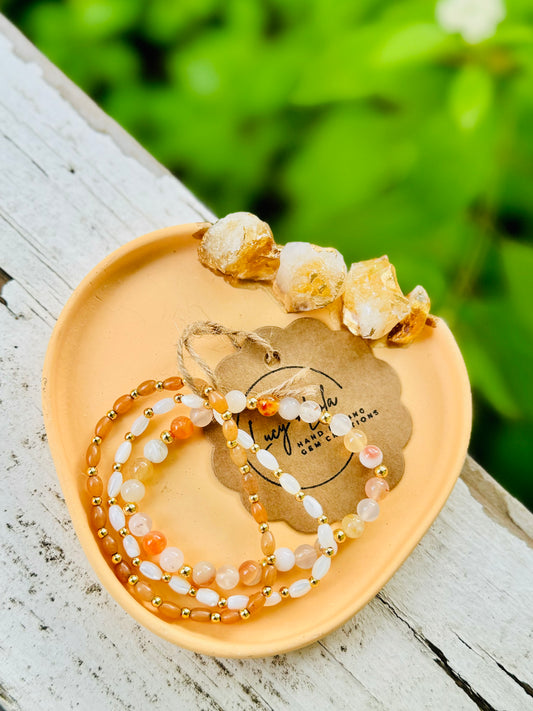 Orange + Pink in Gold (3-stack)