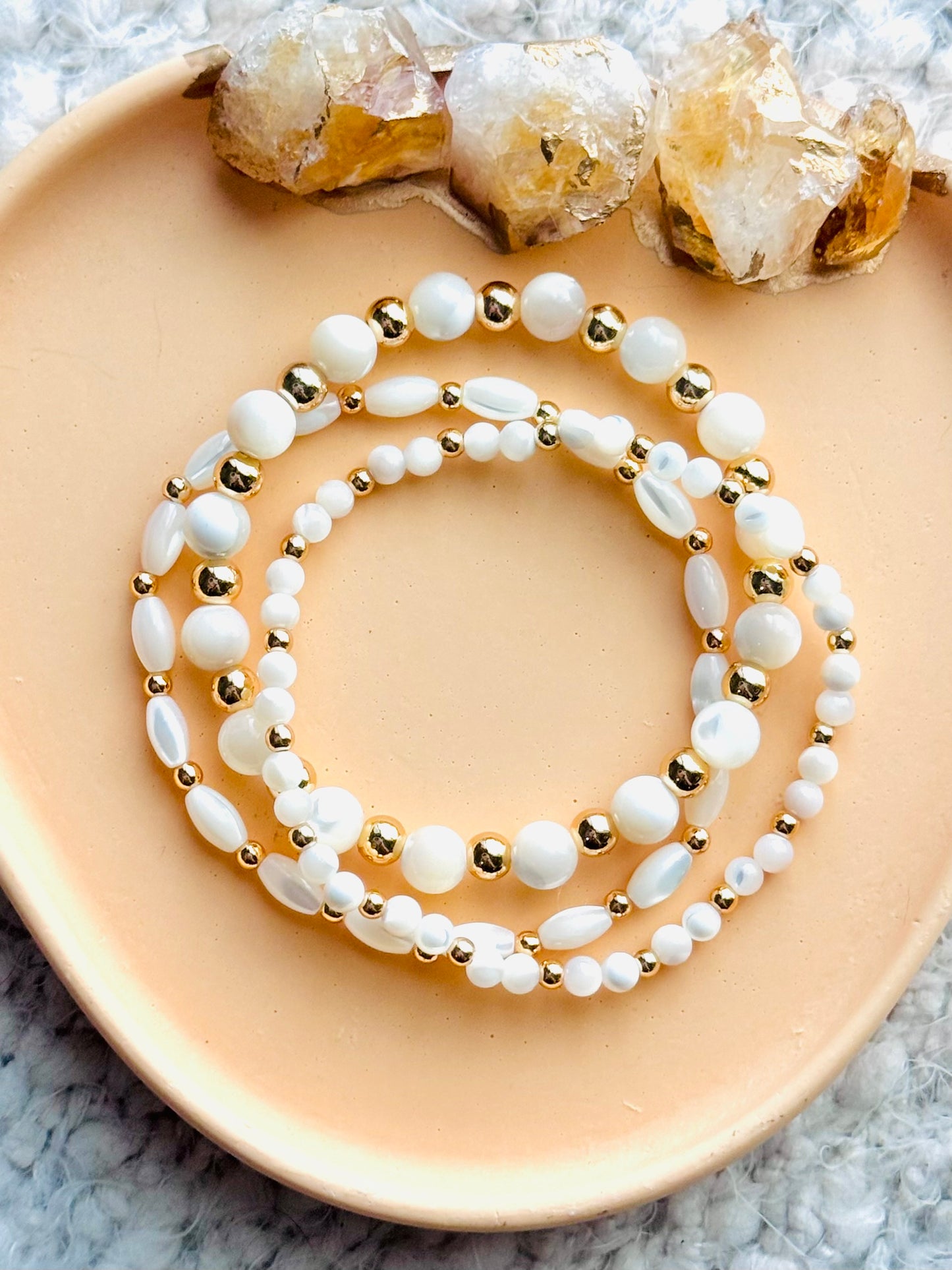 Mother of Pearl + Gold Stack (3-stack)