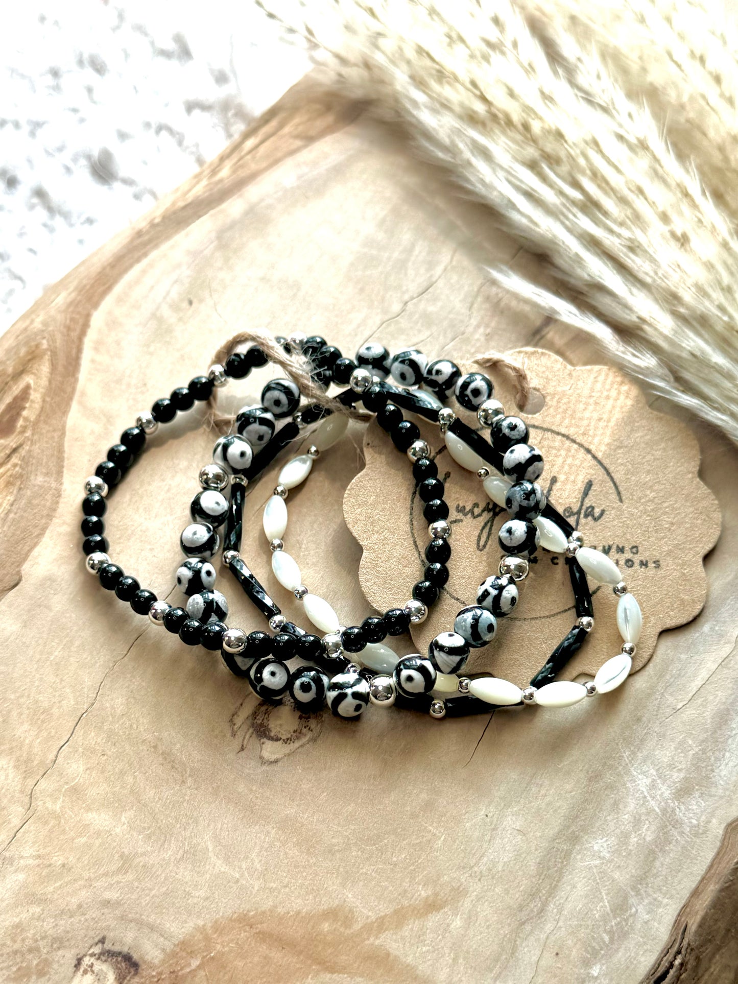 Black + White in Silver Stack (4-stack)