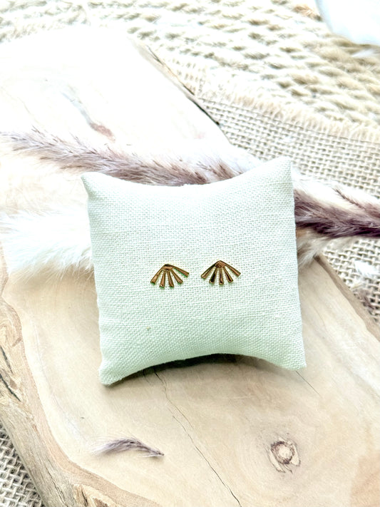 Gold Sun Ray Mini Stud Earrings