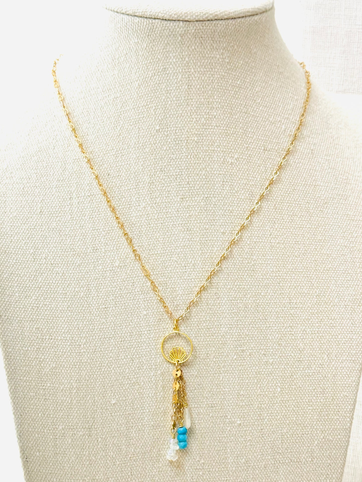Mixed Gems + Matte Gold Mermaid Necklace