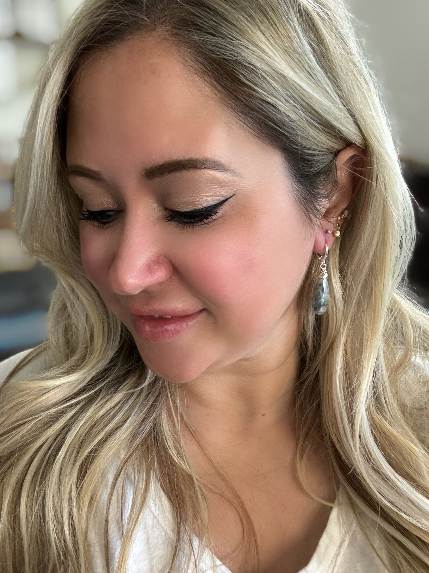 Silverite + Silver Huggie Earrings